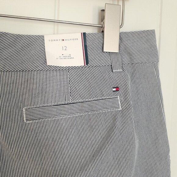 NWT Tommy Hilfiger Blue & White Striped Cotton Shorts 5" Inseam Size 12 - Picture 7 of 12